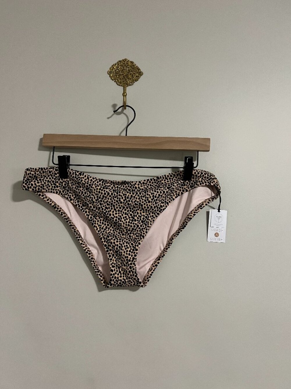 Shade & Shore Leopard Bikini Bottoms L NWT Cheeky Low Rise Animal Print